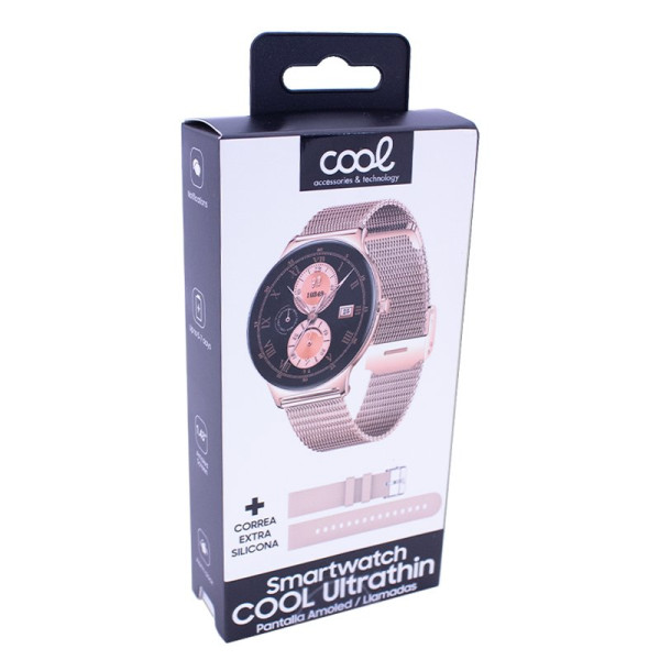 Smartwatch COOL Ultrathin + 2 Correas (Amoled, Llamadas, Ultrafino) Rosa M 17