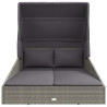 Tumbona con toldo plegable ratán sintético gris 200x114x128 cm 3