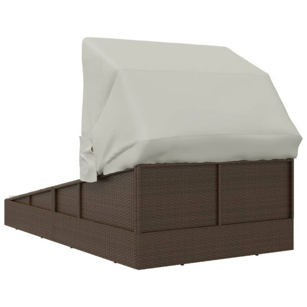 Tumbona con toldo plegable ratán sintético marrón 200x114x128cm M 5