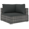 11 pcs conjunto lounge de jardim c/ almofadões vime PE cinzento 4