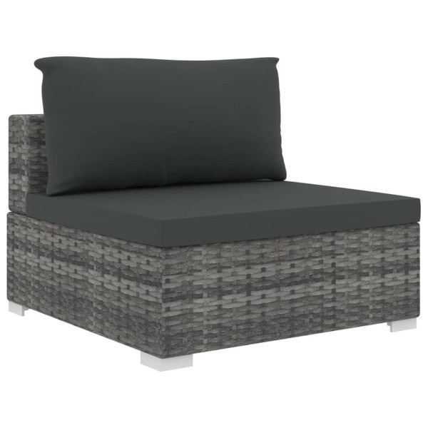 Set de muebles de jardín 11 pzas y cojines ratán sintético gris M 5
