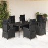 Set de comedor de jardín 7 pzas y cojines ratán sintético negro 1