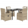 Set comedor de jardín 5 pzas con cojines ratán sintético beige 2