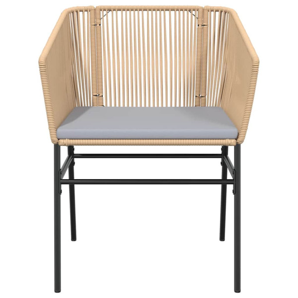 Conjunto jantar jardim 5 peças almofadas vidro vime PE castanho M 5