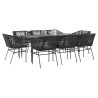 Set de comedor jardín 9 piezas cojines ratán polivinílico negro 1