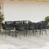 Set de comedor jardín 9 piezas cojines ratán polivinílico negro 3