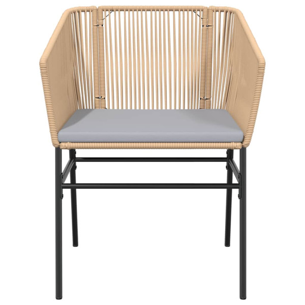 Conjunto jantar jardim 7 peças almofadas vidro vime PE castanho M 5