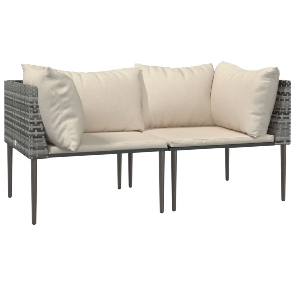 3 pcs conjunto lounge de jardim c/ almofadões vime PE cinzento M 4