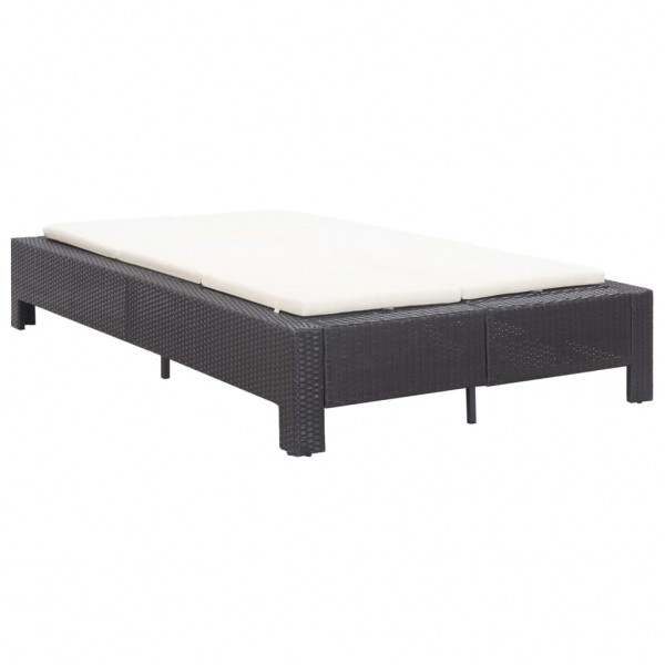 Tumbona para 2 personas con cojín ratán sintético negro M 3