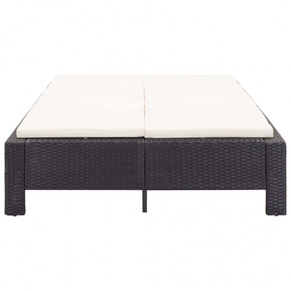 Tumbona para 2 personas con cojín ratán sintético negro M 4