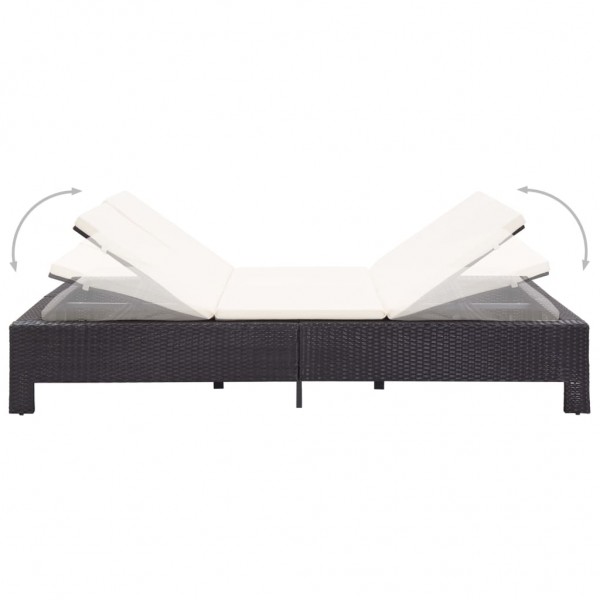 Espreguiçadeira para 2 pessoas com almofadão vime PE preto M 5