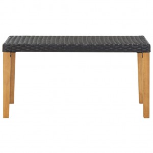Banco de jardim 120 cm vime PE e madeira de acácia maciça preto H