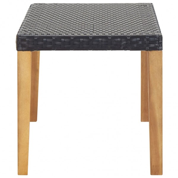 Banco de jardín ratán sintético y madera de acacia negro 120 cm M 3