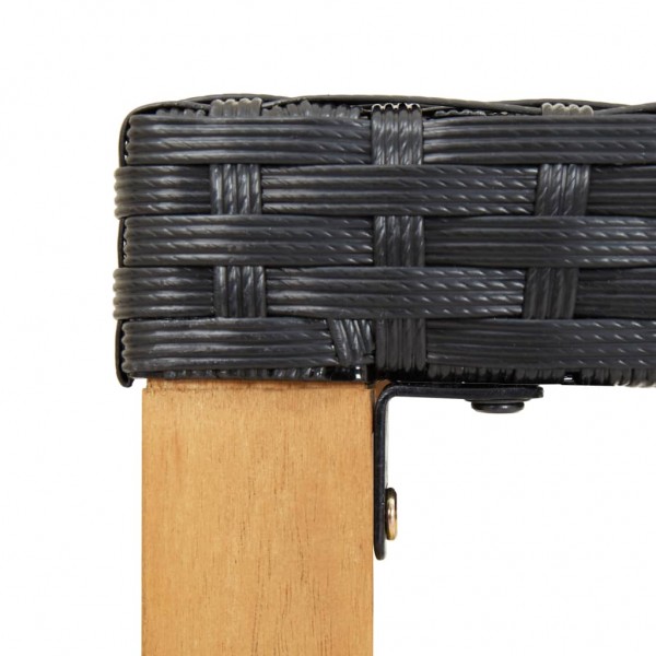 Banco de jardín ratán sintético y madera de acacia negro 120 cm M 4