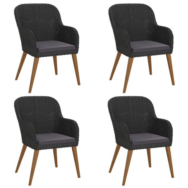 5 pcs conjunto de jantar p/ jardim c/ almofadões preto M 4