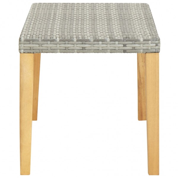 Banco de jardín ratán sintético y madera de acacia gris 120 cm M 3