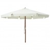 Guarda-sol de exterior com poste em madeira 330 cm branco areia 1