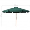 Sombrilla de jardín con palo de madera verde 330 cm 5