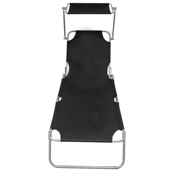 Tumbona plegable con toldo de aluminio negro M 3