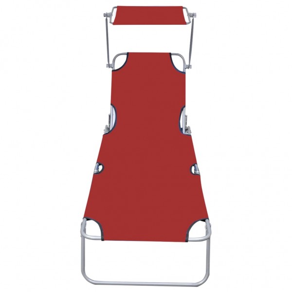 Tumbona plegable con toldo de aluminio rojo M 3