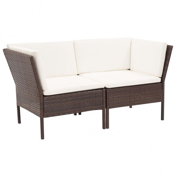 Set muebles de jardín 6 piezas y cojines ratán sintético marrón M 3