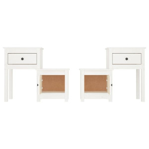 Mesas de cabeceira 2 pcs 79.5x38x65.5 cm pinho maciço branco H