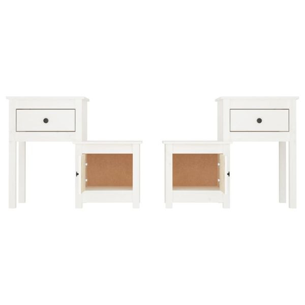 Mesitas de noche 2 uds madera de pino blanco 79.5x38x65.5 cm M 2