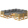10 pcs conjunto lounge de jardim com almofadões acácia maciça 1