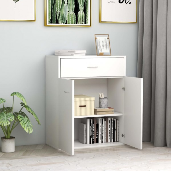 Aparador de madera contrachapada blanco 60x30x75 cm M 5