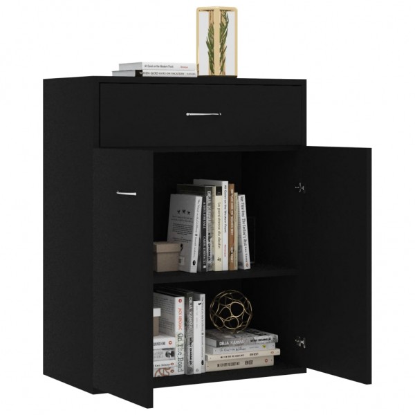 Aparador de madera contrachapada negro 60x30x75 cm M 5