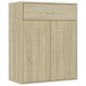 Aparador de madera contrachapada color roble Sonoma 60x30x75 cm H