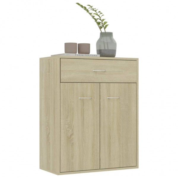 Aparador de madera contrachapada color roble Sonoma 60x30x75 cm M 4