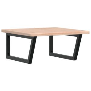 Estante de lavabo de pared de acero y madera maciza de roble H