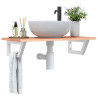 Estante de lavabo de pared de acero y madera maciza de roble 1