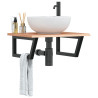 Estante de lavabo de pared de acero y madera maciza de roble 1