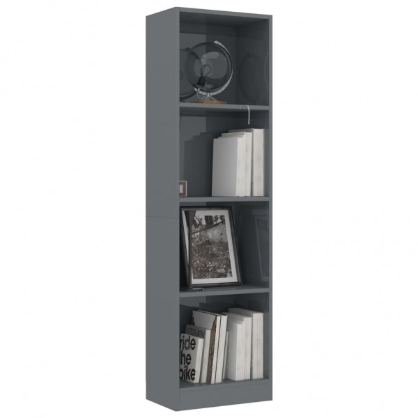 Estantería de 4 niveles contrachapada gris brillo 40x24x142 cm M 3