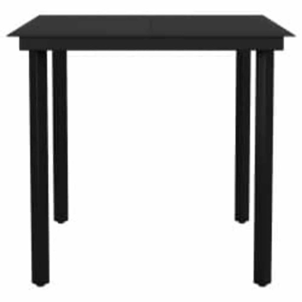 Set comedor jardín 3 pzas cojines ratán sintético vidrio negro M 4