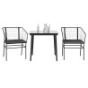 Set comedor jardín 3 pzas cojines ratán sintético vidrio negro 1