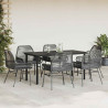 Set de comedor de jardín 7 piezas cojines ratán sintético negro 3