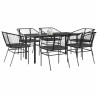 Set de comedor de jardín 7 piezas cojines ratán sintético negro 1