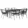 Set de comedor de jardín 7 piezas cojines ratán sintético negro 2
