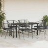 Set de comedor de jardín 7 piezas cojines ratán sintético negro 3
