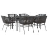 Set de comedor de jardín 7 piezas cojines ratán sintético negro 2