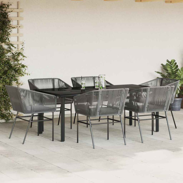Juego comedor jardín 7 pzas cojines ratán sintético vidrio gris M 3