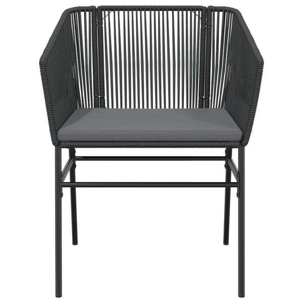 Set comedor jardín 3 pzas cojines ratán sintético vidrio negro M 5