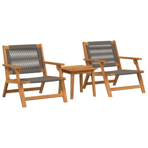 Sillas de Jardín  con Mesa 3 pcs Gris de Madera Maciza de Acacia H