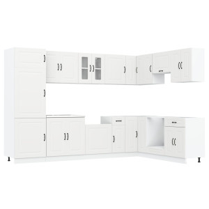 Gabinete de cocina  Kalmar con doble fregadero de madera blanca H