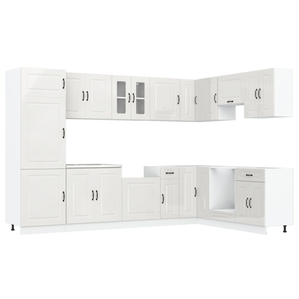 Gabinete de Cocina  Kalmar con Doble Lavabo Alta Brillo Blanco Madera Elaborada M 2