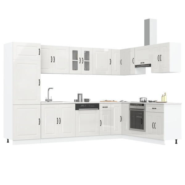 Gabinete de Cocina  Kalmar con Doble Lavabo Alta Brillo Blanco Madera Elaborada M 3