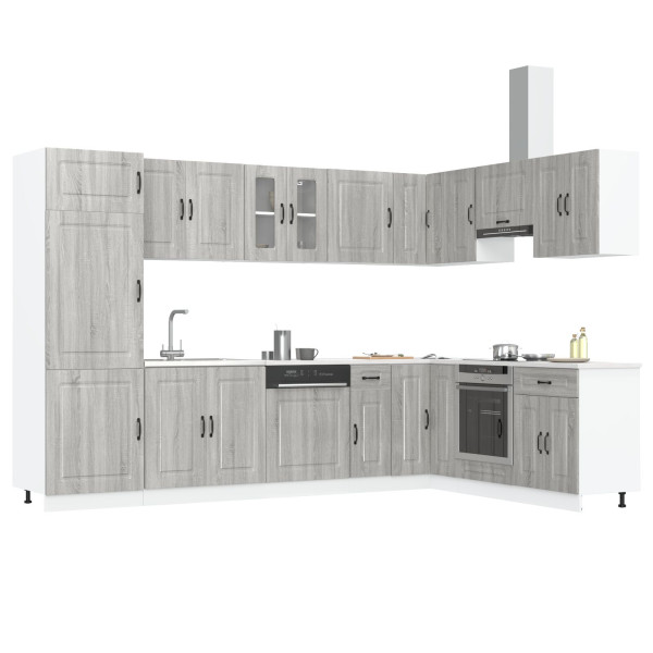 Armario de Cocina  Kalmar con Doble Fregadero Gris Sonoma Madera Elaborada M 3